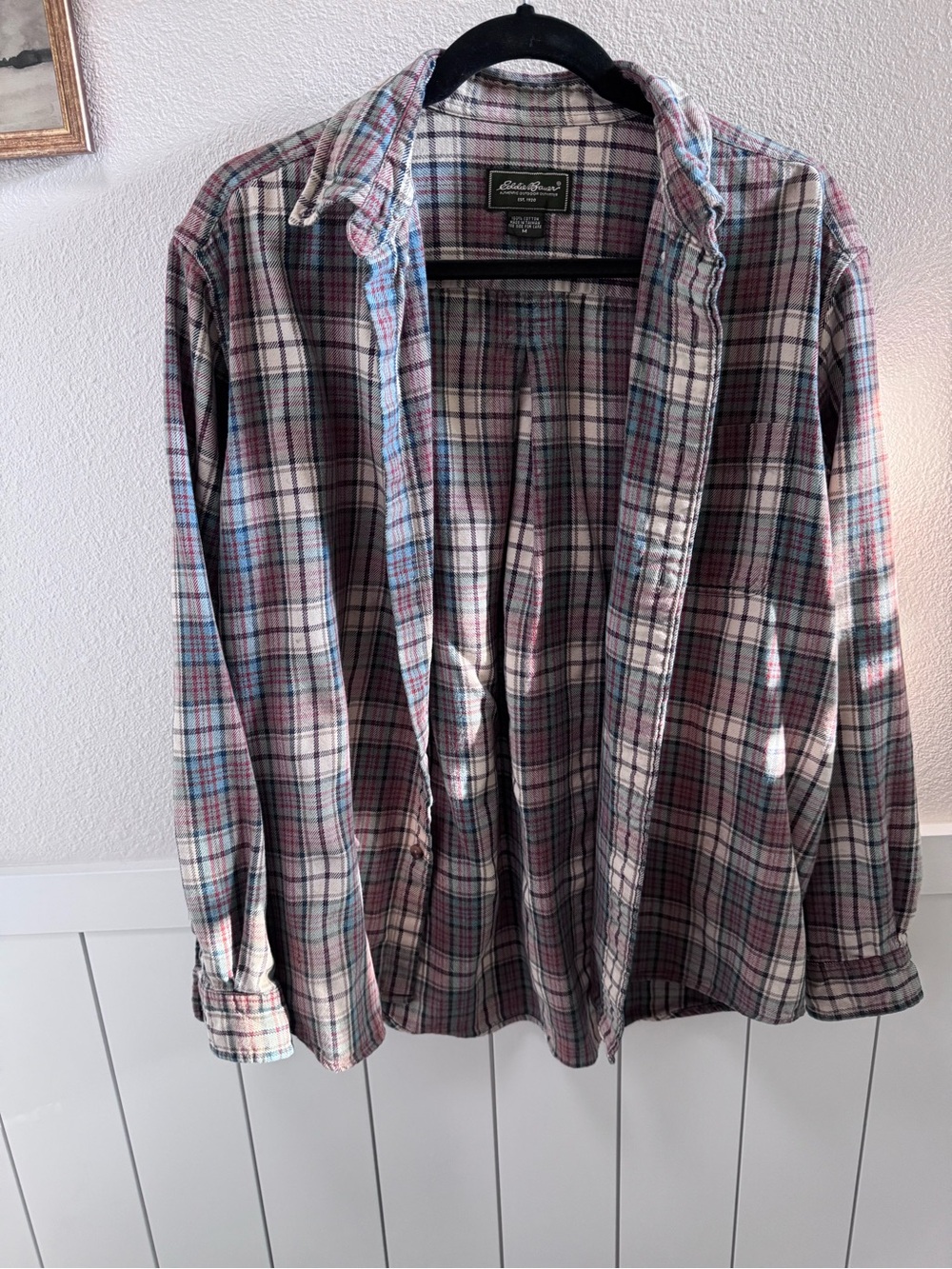 Eddie Bauer Lightweight Plaid Button-Down Shirt - Blue, Red & White